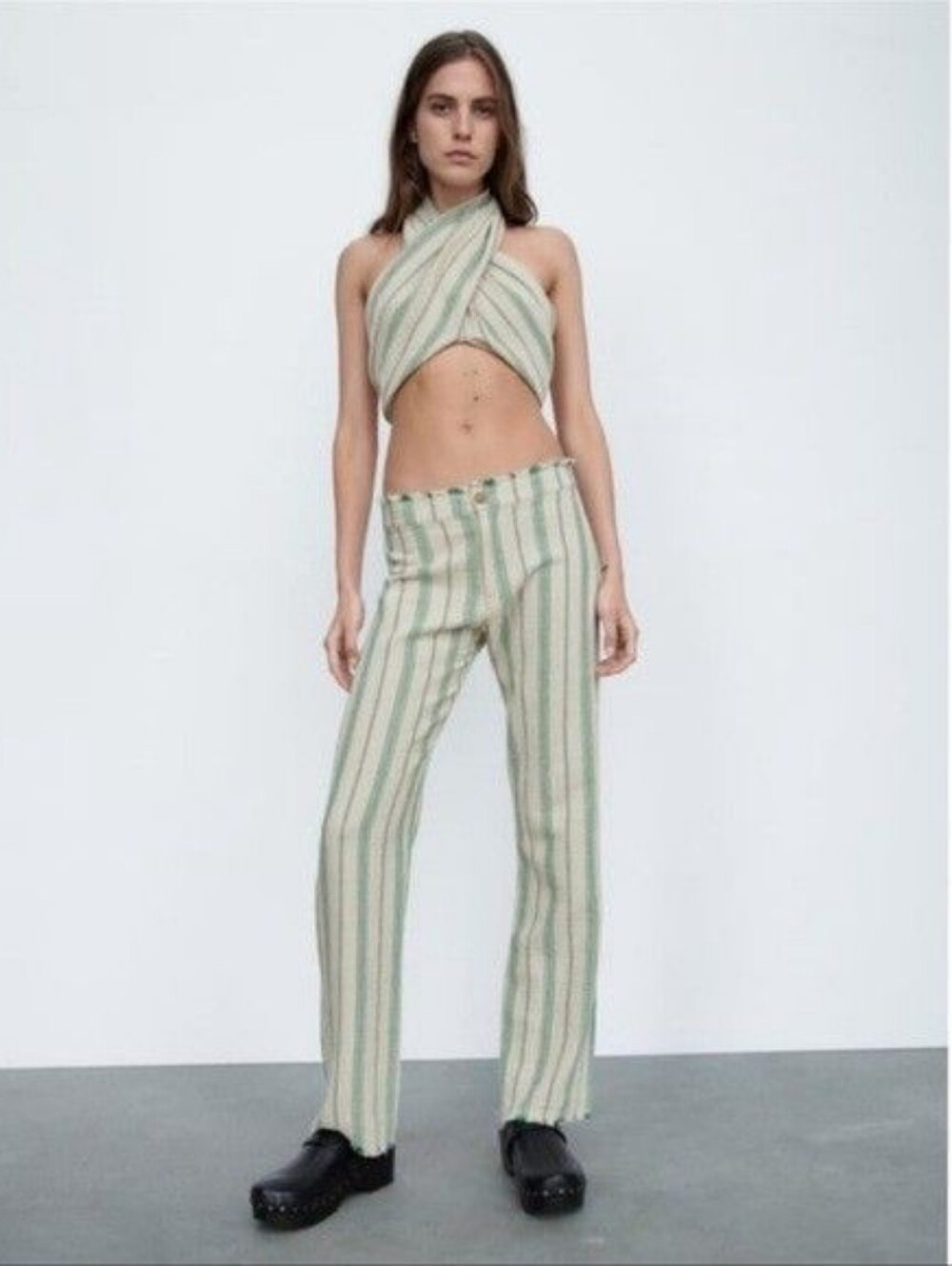 Zara Size XL Striped Cotton Pants